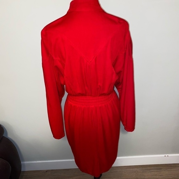VINTAGE 80’s IIF Gold & Red Lace & Stud Embellished Cocktail Dress Long Sleeve S - Picture 4 of 9
